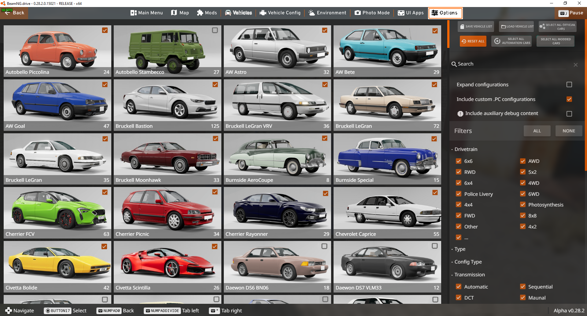 Vehicle selection list for ai traffic beamng