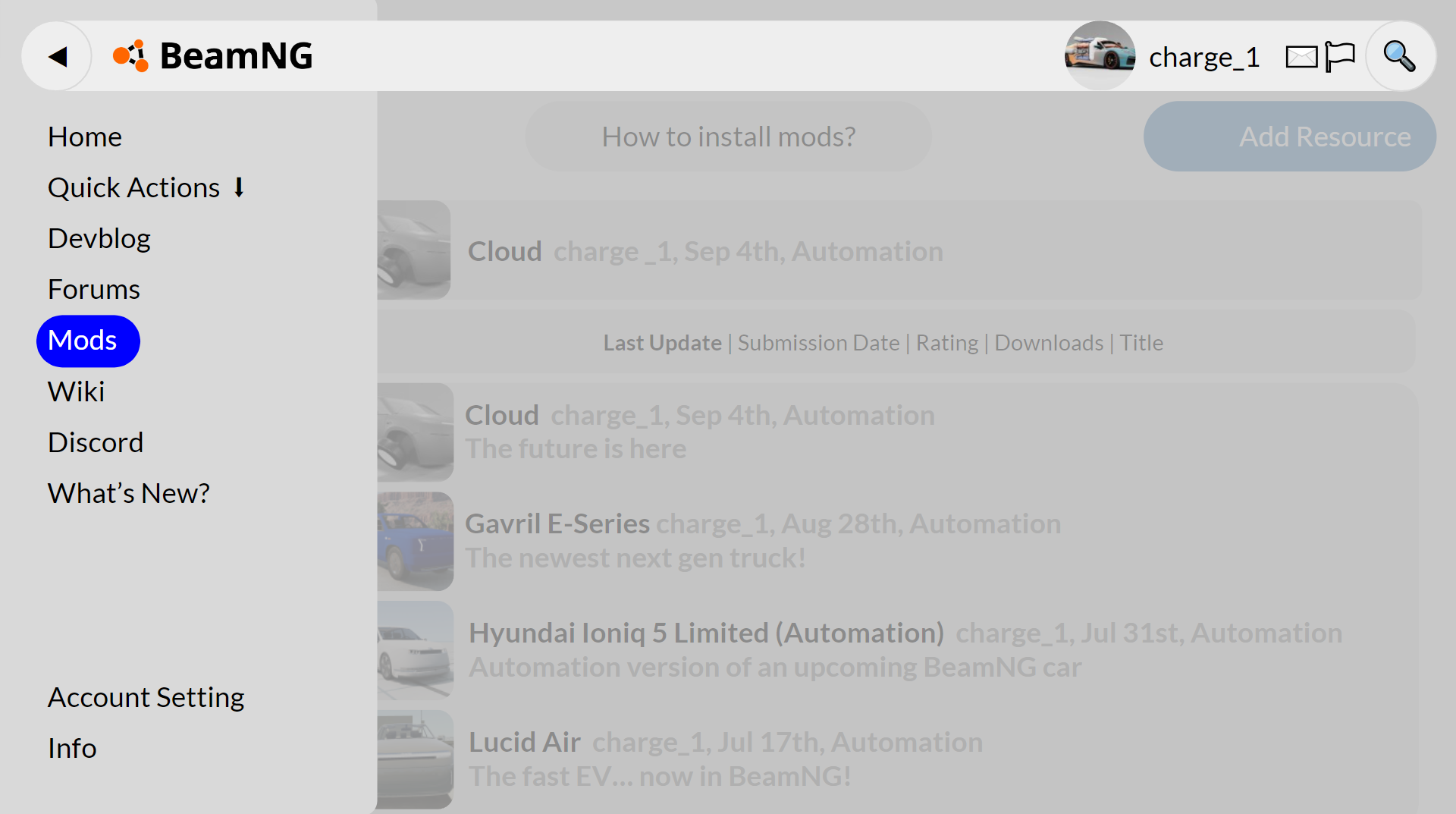 BeamNG site Redesign BeamNG