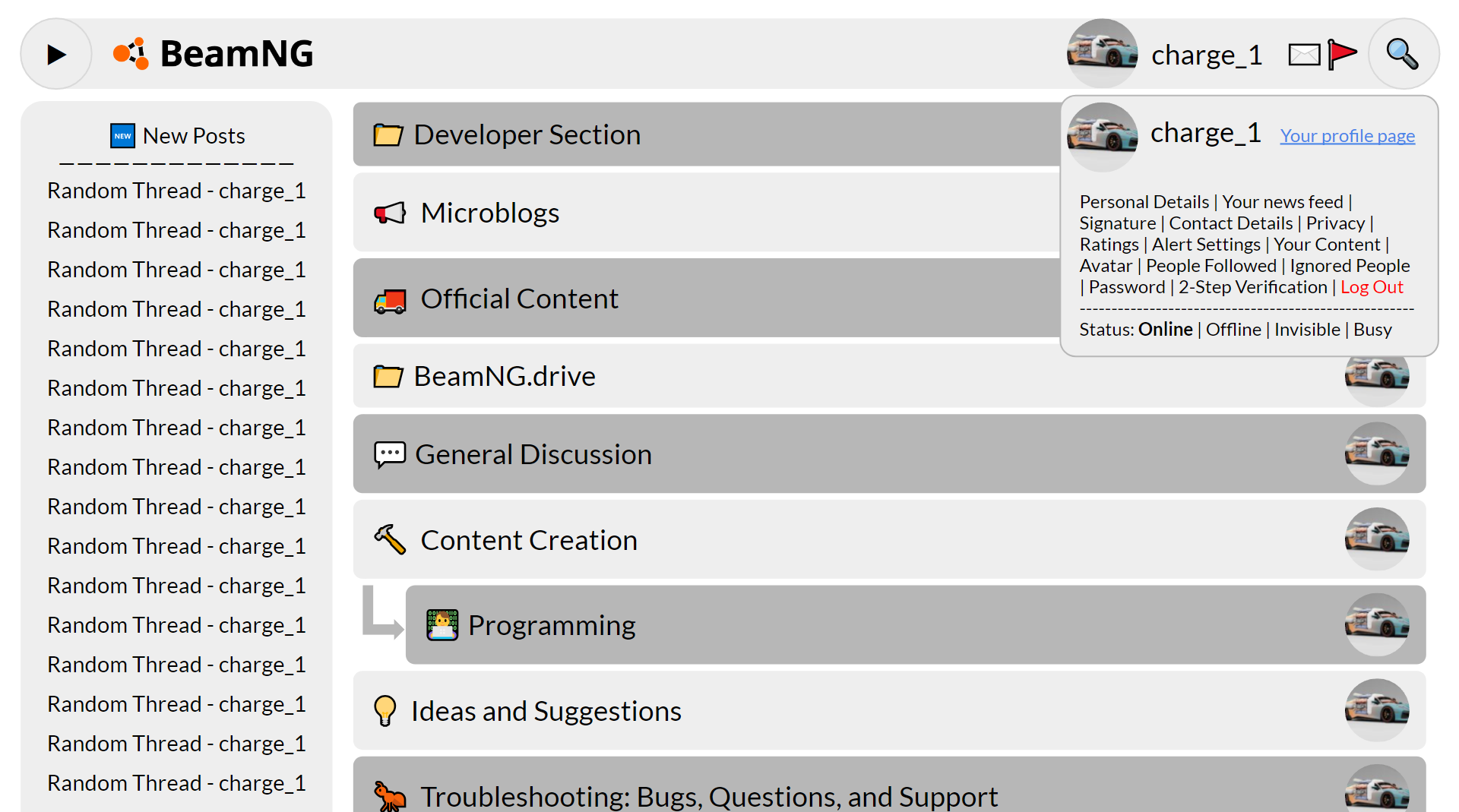 BeamNG site Redesign BeamNG