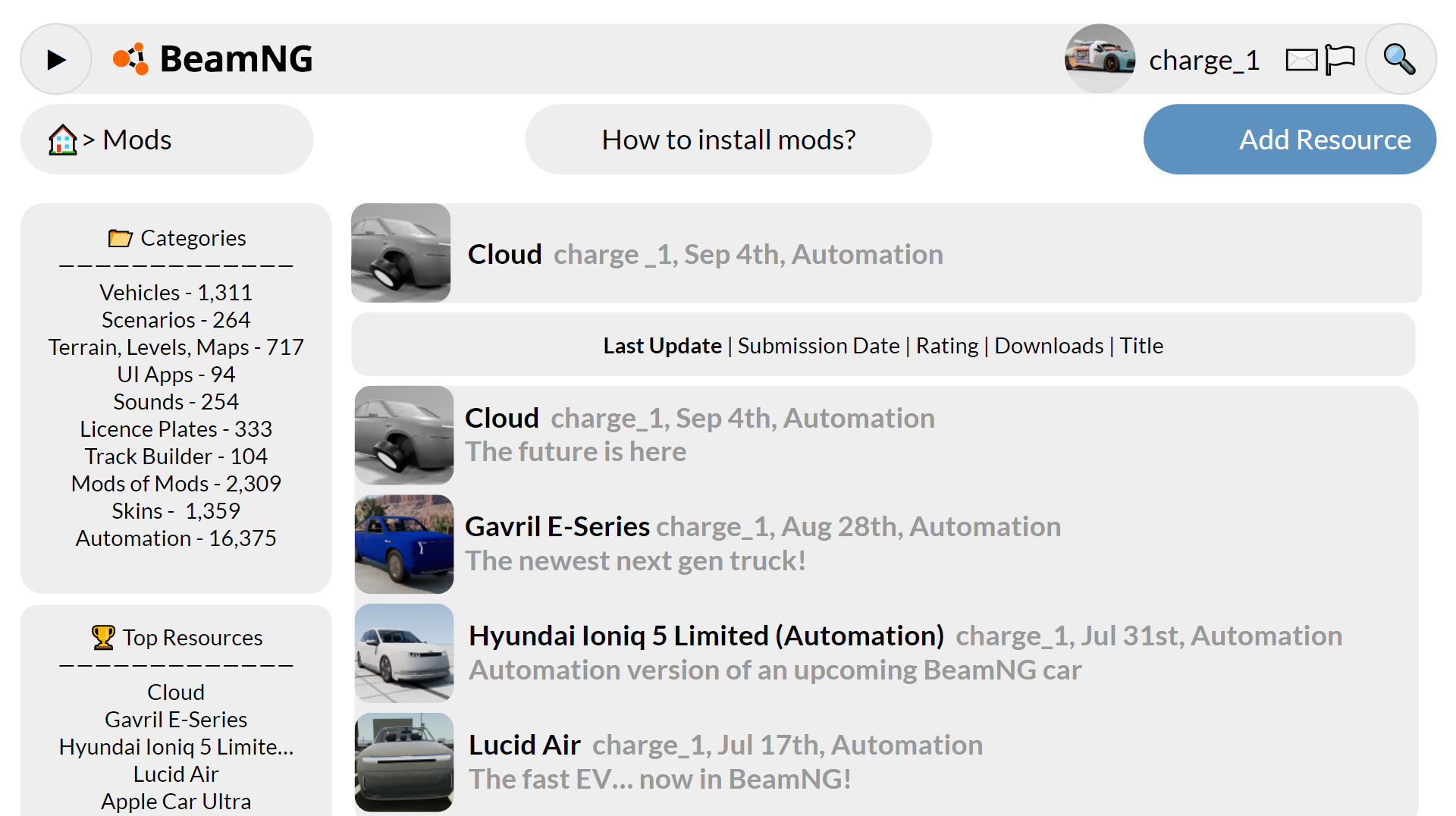 BeamNG site Redesign BeamNG