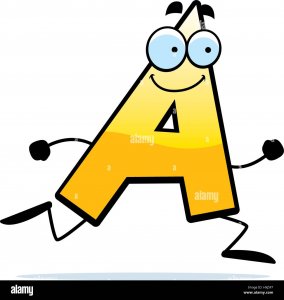 a-cartoon-illustration-of-a-letter-a-running-and-smiling-HXJ5F7.jpg